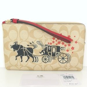 Coach Lunar New Year Large Corner Zip Wristlet NWT